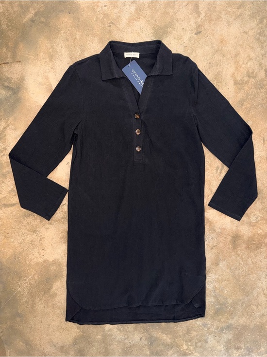 Anna-Kaci Dresses & Skirts - Anna-Kaci Black Collared Tunic Shirt Dress Long Sleeve Size M NWT